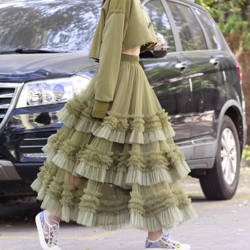 Vestido de gasa hinchada con cintura estirada, cintura alta, vestido de gasa plisado con bloques de color para mujer, estilo de longitud media