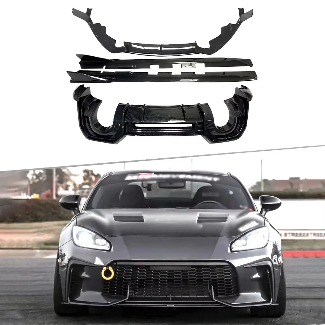 STLF Real Carbon Fiber ADR Style Body Kits Front Lip Side Skirts Rear Diffuser for 2022 2023 GR86 GT86 Car Styling Refitting