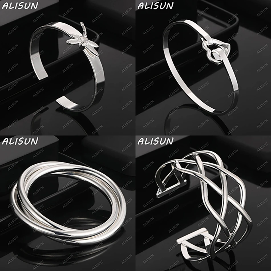 

ALISUN 925 Sterling Silver Design Bangle For Women Men Charm Trend Birthday Gifts Fashion Party Fine Jewelry