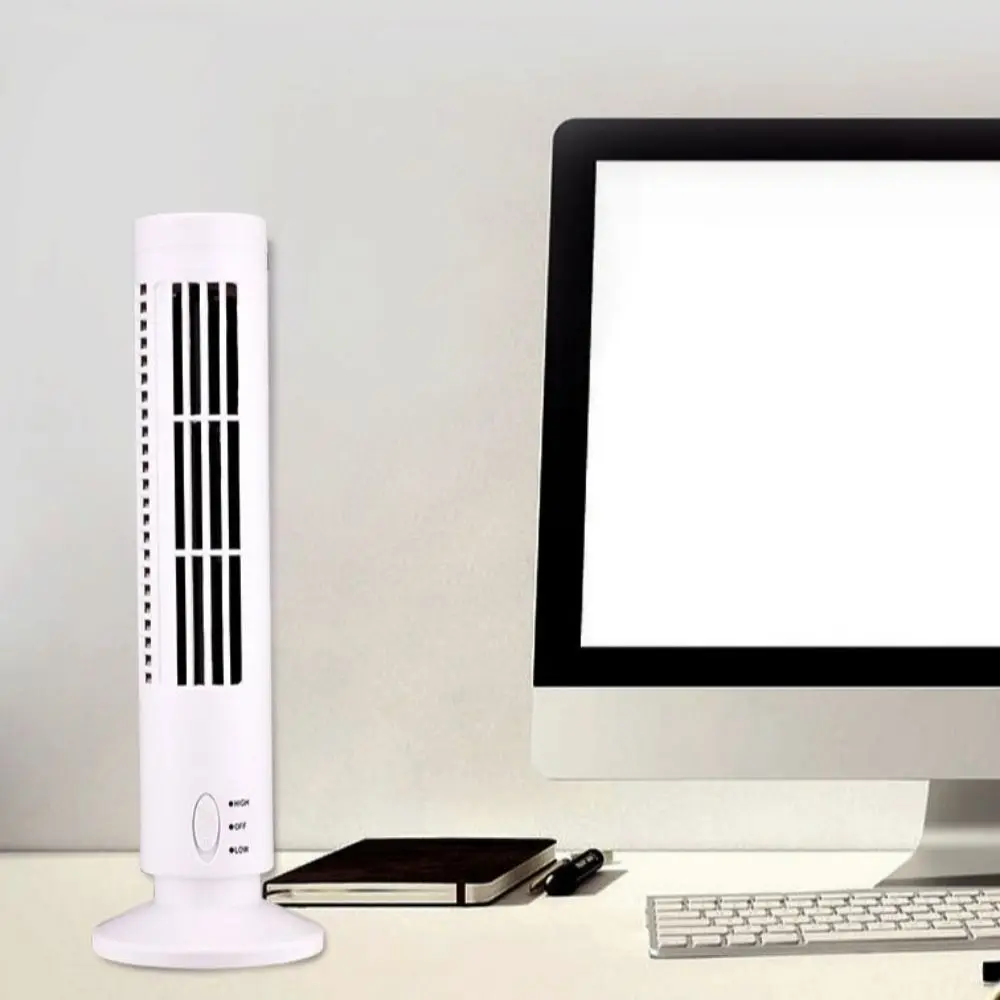 2 Gear Speed USB Tower Fan Low Noise Strong Wind Mobile Air Conditioning Lightweight Leafless Vertical Conditioner Bedroom Use