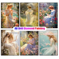 5d Diamond Painting Romantic Classic Oil Painting Series Full Mosaic Diamond Embroidery Angels and Girls Home Decoration New
