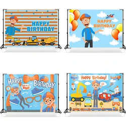 150x90CM Blippi Birthday Decoration All for Birthday Party Wall Backdrop Baby Shower Child Festive Supplies Home Photo Wall