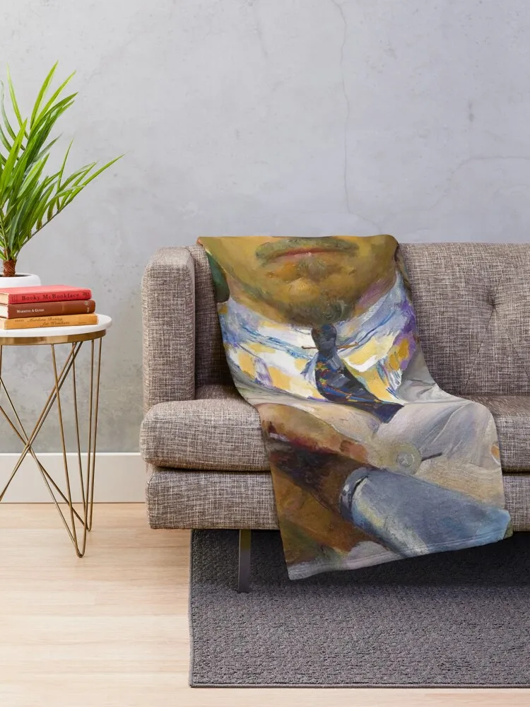 The dream of the artist paintbrush and artist's palette Filipp Maliavin self-portrait oil painting print by Filipp Throw Blanket