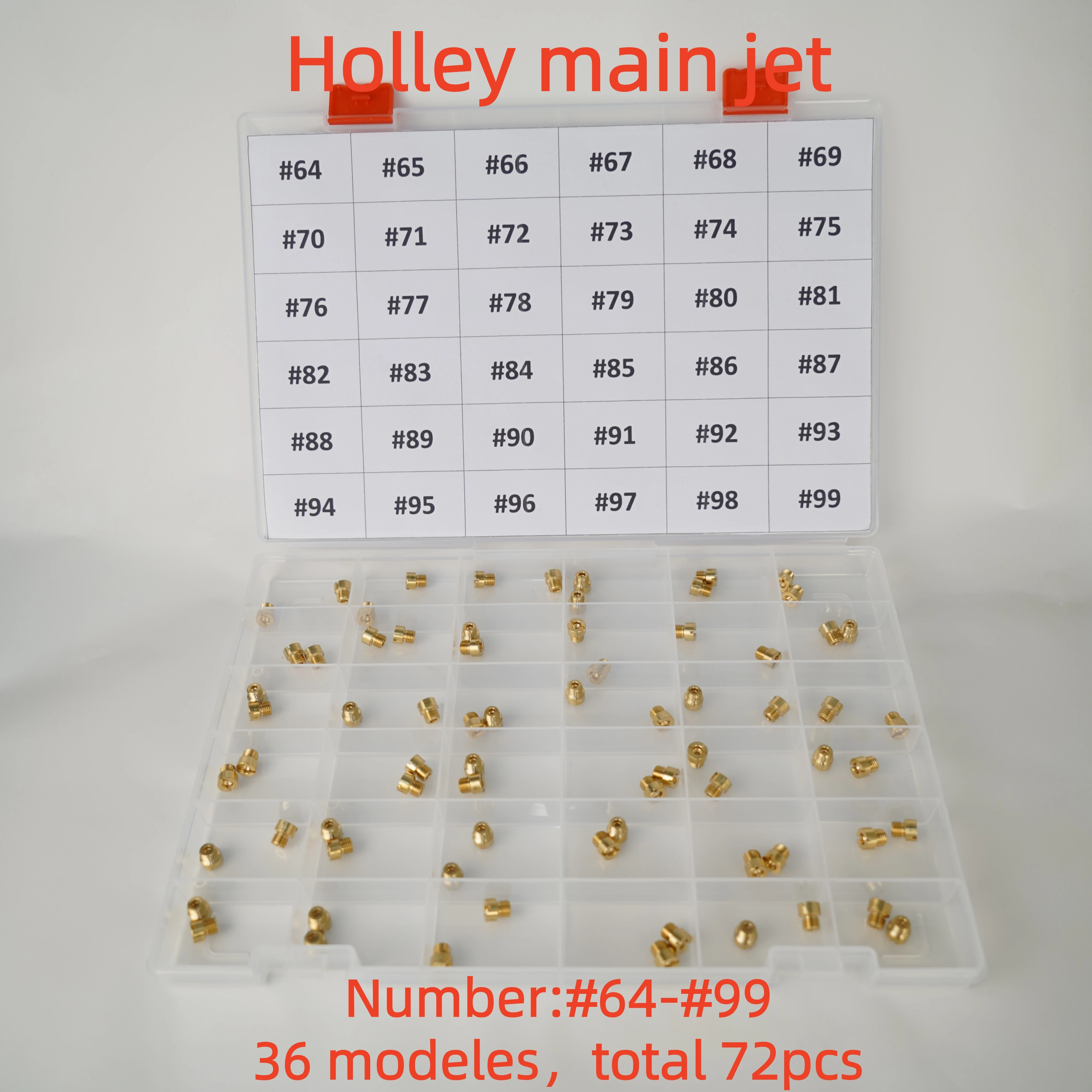 

72pcs 36-181 Carburetor Main Jet Assortment Kit #64-99 (2 Each of Sizes) Fit for Holley Carb 1/4-32 Gas Main Carburetors 2010 23
