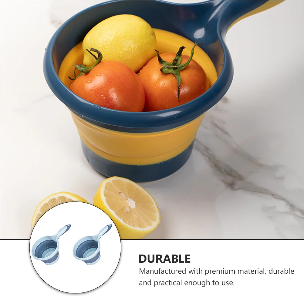 

2pcs Folding Water Ladle Long Handle Collapsible Portable Kitchen Bath Camping Gardening Household Bailer Large Capacity Smooth