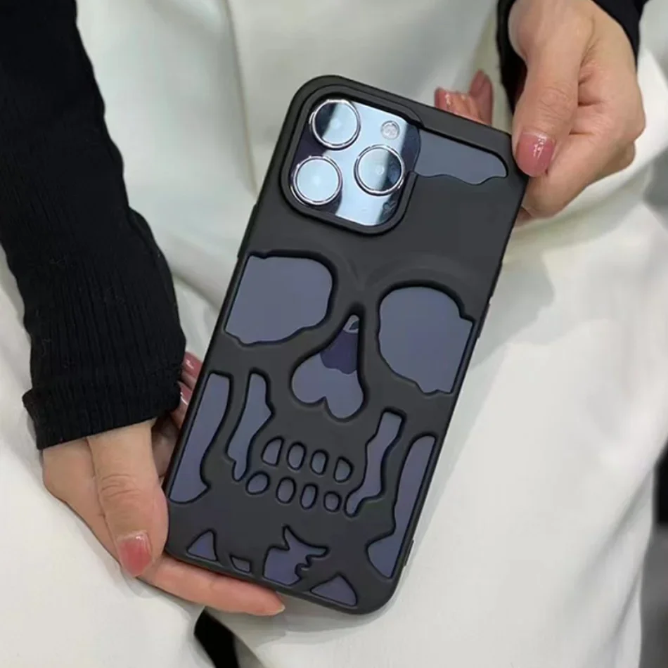 Hohle Skelett-Schädel-Handyhülle für iPhone Air 17 16 15 14 13 12 18 Pro Max Plus 18Pro 17ProMax Stoßfeste Matte Rückseite – Detail 12
