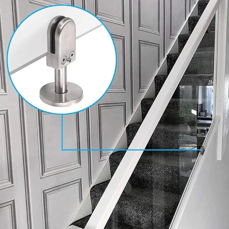 Conjunto 2 soportes sujeción vidrio Montajes acero inoxidable para sin marco piscina 8 soporte panel