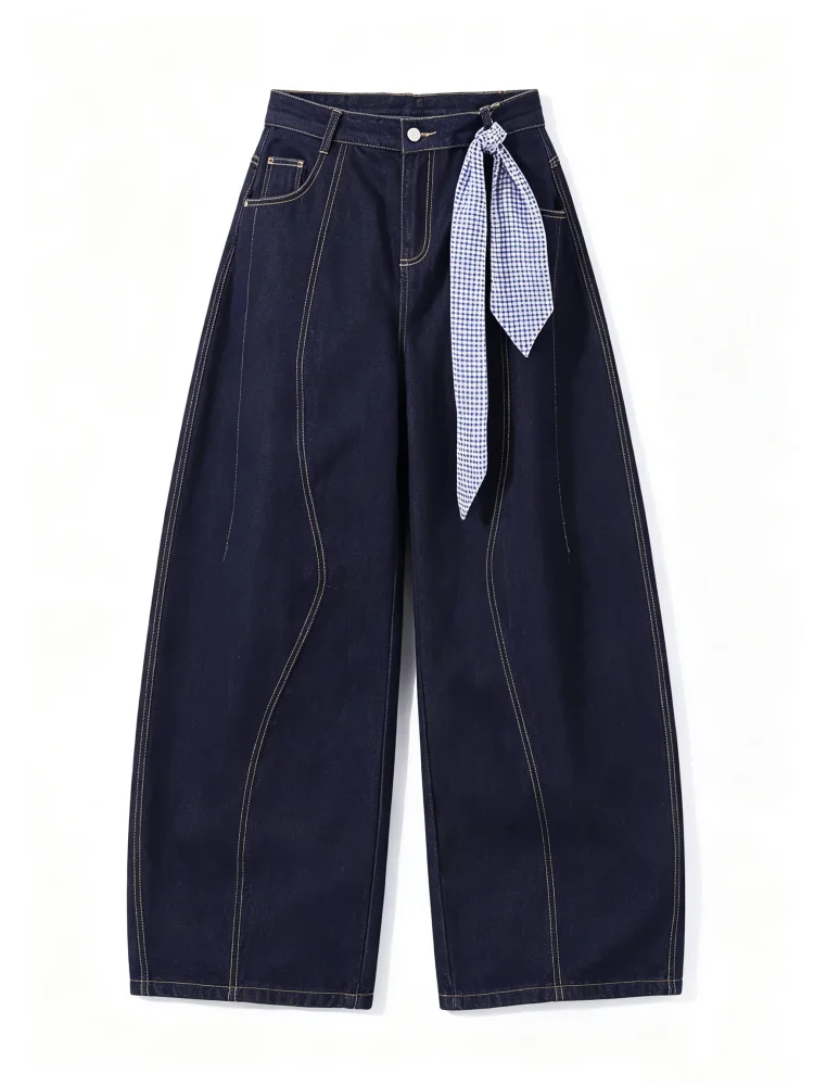 Spring Women's Blue Baggy Y2k Jeans Vintage Cowboy Pants Oversize Denim Trousers Aesthetic Trashy Japanese 2000s Style Clothes