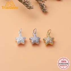 TrustDavis Real 925 Sterling Silver Fashion Star Dazzling CZ Charm Pendant Handmade DIY Accessories Fine Jewelry Wholesale HY144