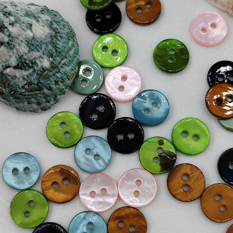10MM Multicolor Natural Shell Buttons Of Clothing 10Pcs Colorful Cute 2-Holes Fashion Decor Buttons For Women Sweater Sewing DIY