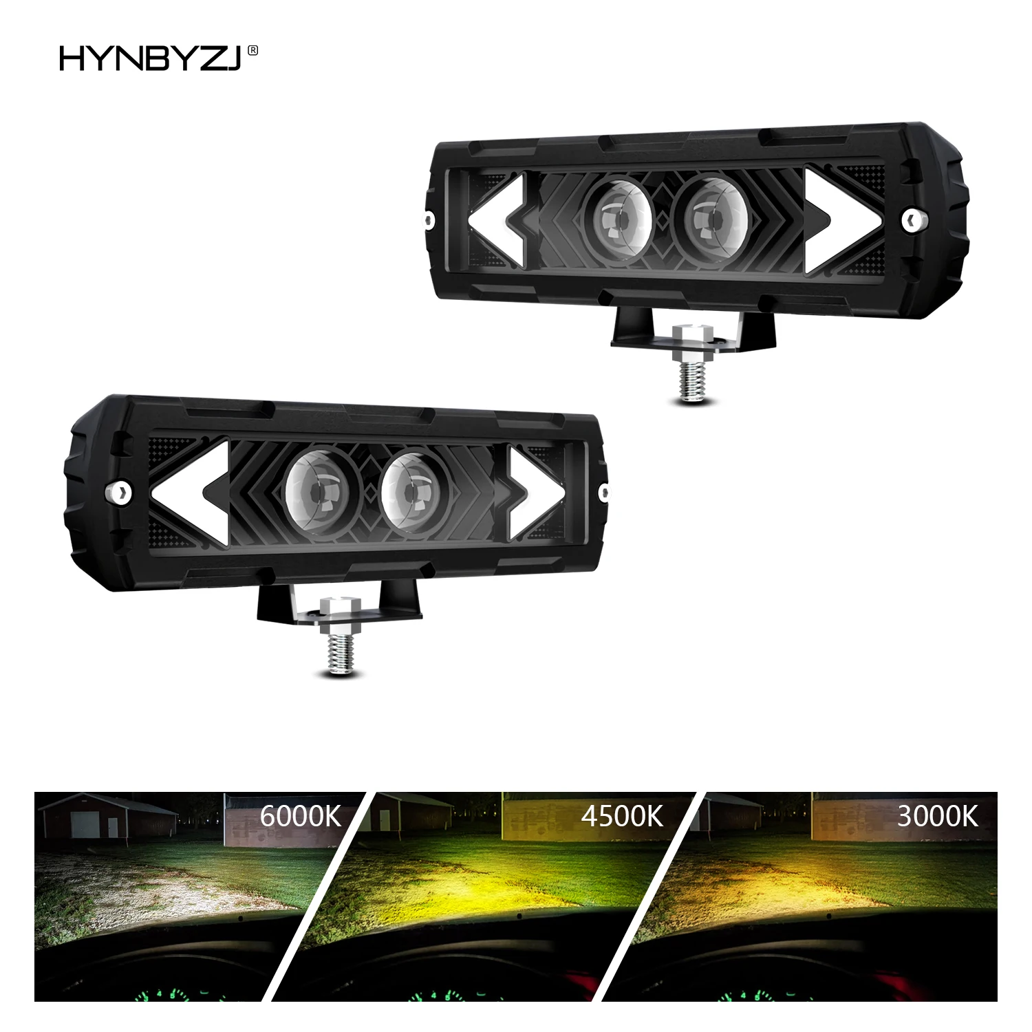 

HYNBYZJ 6-inch LED pole 120W driving light three color 6000K 4500K 3000K amber waterproof sports light for off-road SUV vehicle