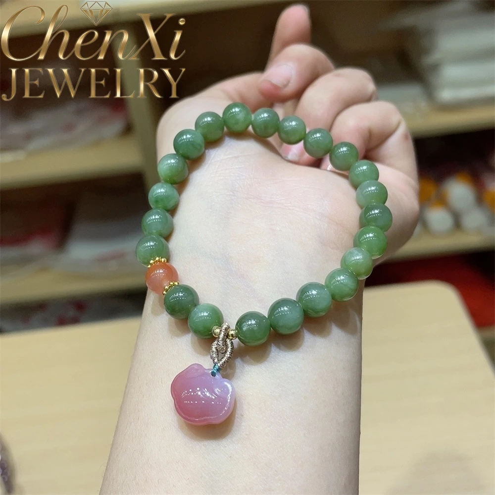 

Элитный браслет из натурального нефрита Хэтянь с бусинами в форме замка мира, роскошное качество, модные ювелирные изделия, изысканный элегантный популярный подарок