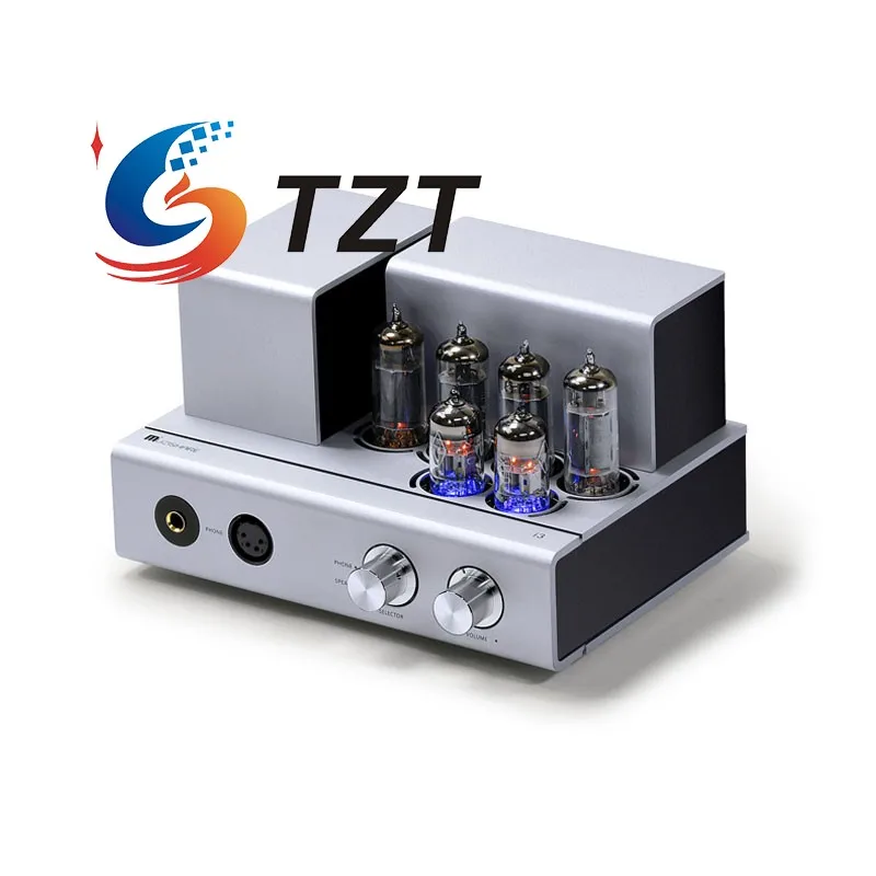 TZT Silvery/Black i3 2x6H2N-EB + 6P1 Vacuum Tube Power Amplifier Bluetooth Lossless Transmission Headphone Amplifier