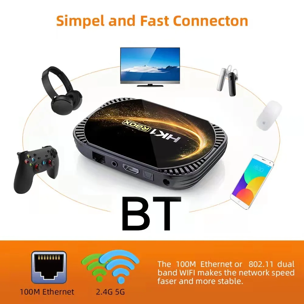 HK1 RBOX X4S TV BOX Android 11 Amlogic S905X4 4K Video Decoder Streaming Media Player for Internet TV Set Top box