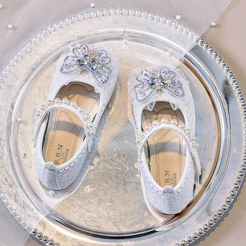 Mädchen Glitzer Strass Schmetterling Perlen Mary Jane Ballerinas Rutschfeste Weiche Sohle Kleinkind Mädchen Hochzeit Party Prinzessin Festliche Schuhe – Detail 5