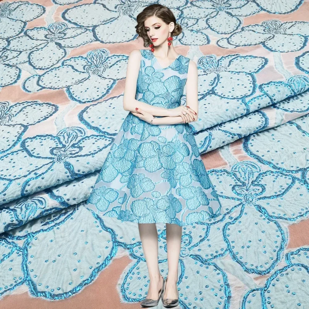 Jacquard Fabric Spring Summer Translucent Flowers Organza Dress Shoes Fabrics Cloth for Diy Sewing Cloth By The Meter