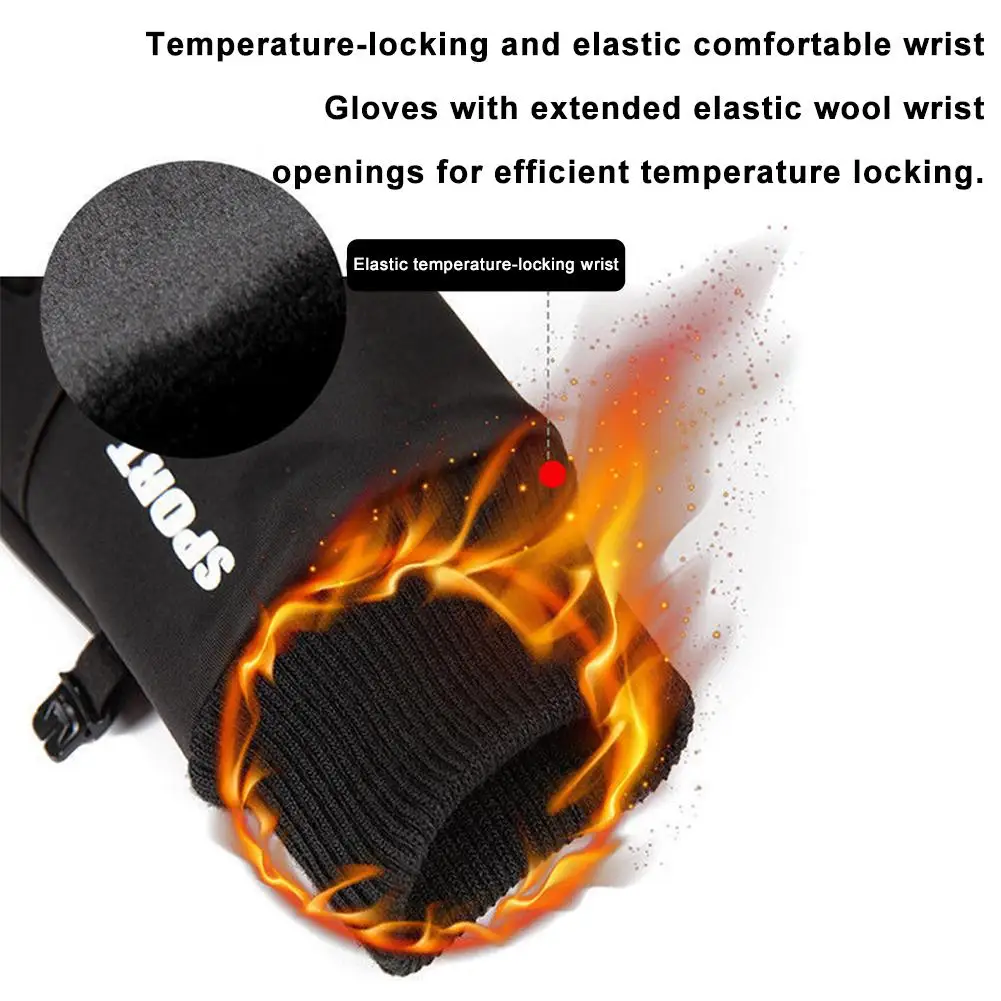 الشتاء قفازات ركوب الدراجات عدم الانزلاق اللمس قفازات التزلج الصوف مبطن وسميكة مقاوم للماء جيب قفازات لمس دافئة