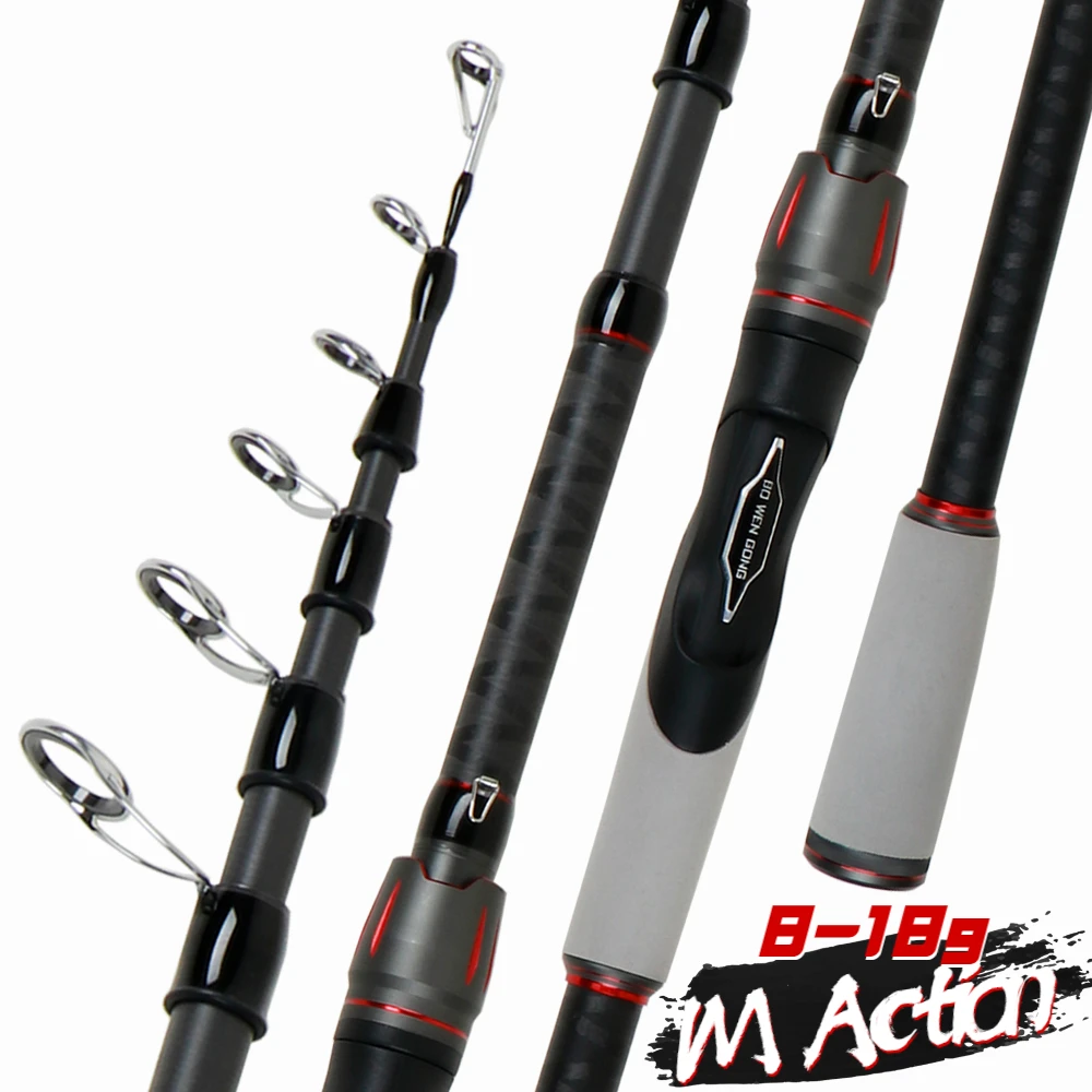 1.8-3.0m Telescopic Travel Lure Fishing Fishing Rods Carbon Fiber Lure 8-18g Big Eye Guide Rings Spinning Long Cast Jigging Rod