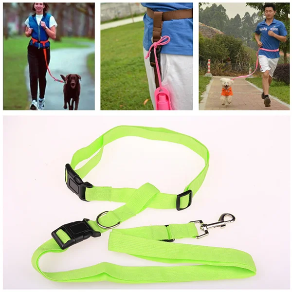 

Comfortable Waist Dog Leash Adjustable Hands Free Pet Lead for Running Hiking Jogging Walking Green Waist Dog Walker