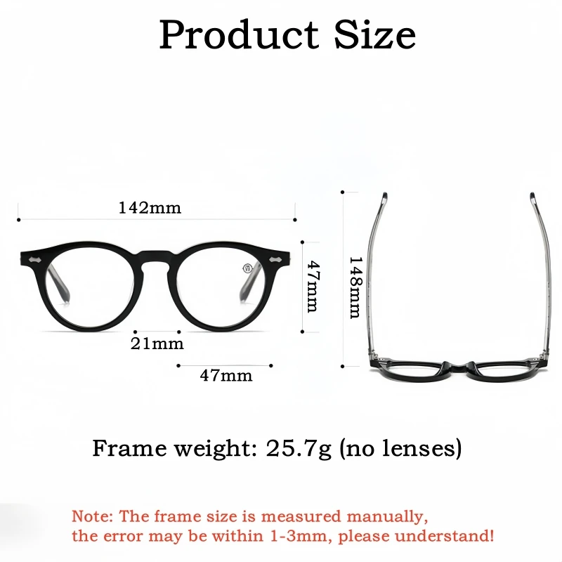 

OLLYMURS Glasses Men and Women Optical Retro Round Blue Light Blocking Reading Prescription Myopia Hyperopia Progressive Lens