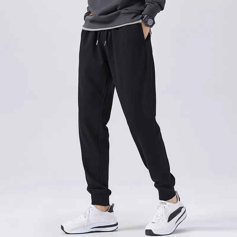 

Summer New Thin Fashion Korean Casual Sports Pants Men Solid Elastic Waist Drawstring Patchwork Pocket Loose Straight Trousers