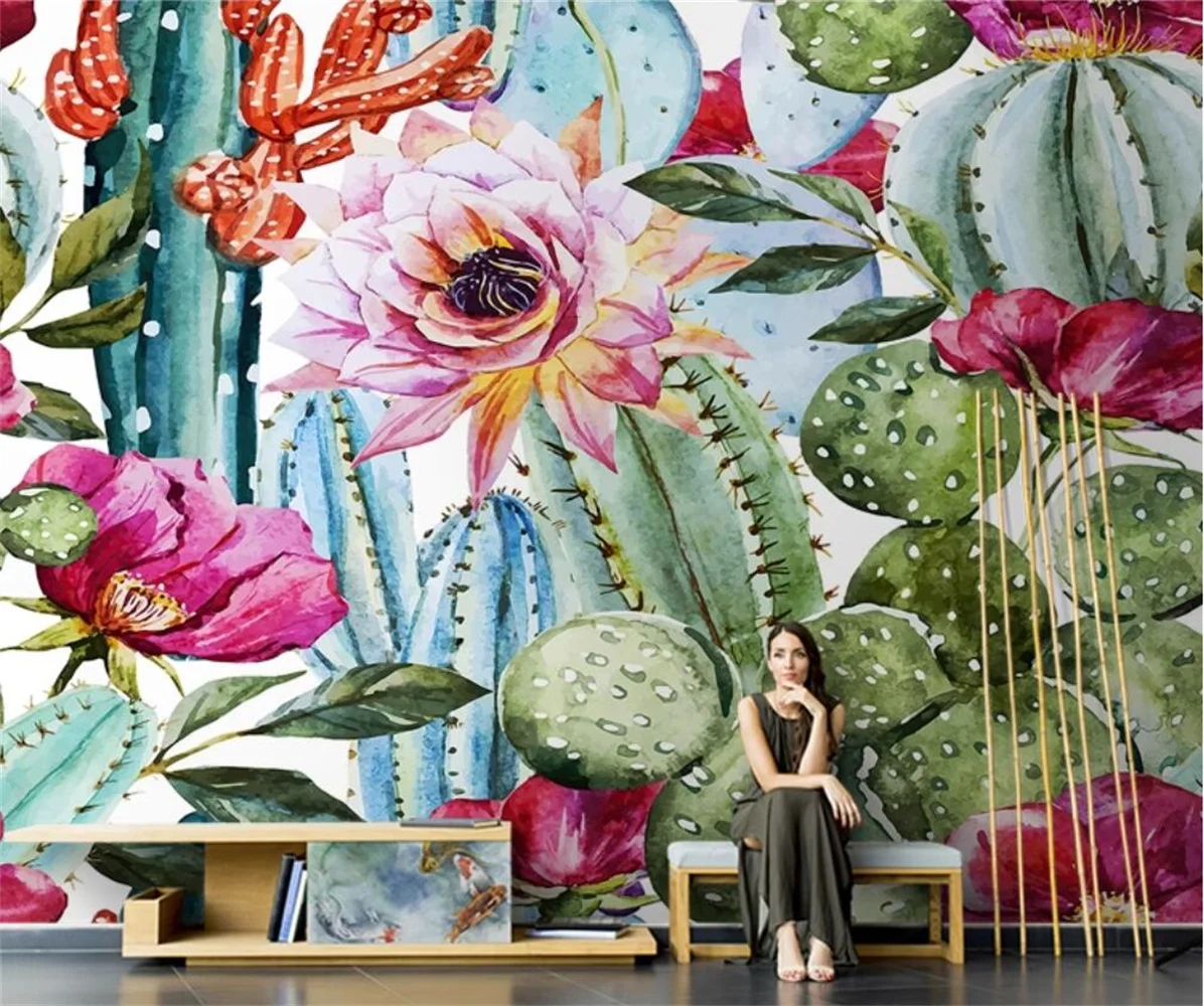 Customized Wallpaper Nordic Plants Flowers Art Oil Painting Living Room TV Background Wall Sofa 3d Wallpaper papel de parede