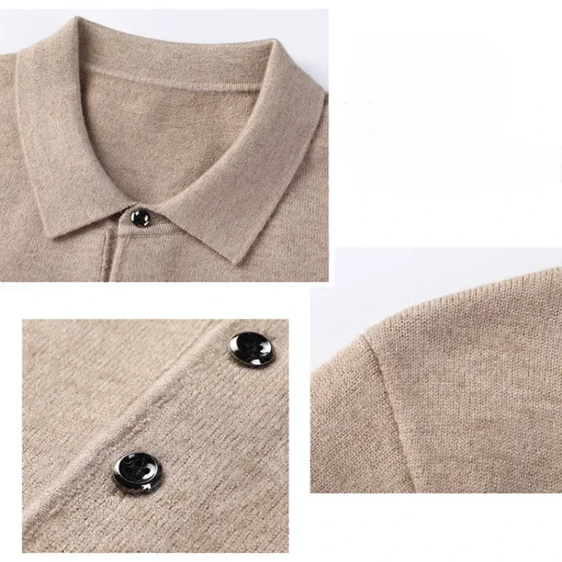 Herenpoloshirt Zacht Lichtgewicht Warm Gebreid Luxe Eenvoudige Pullover Revers Met Knopen Comfortabele Zakelijke Trui Kleding