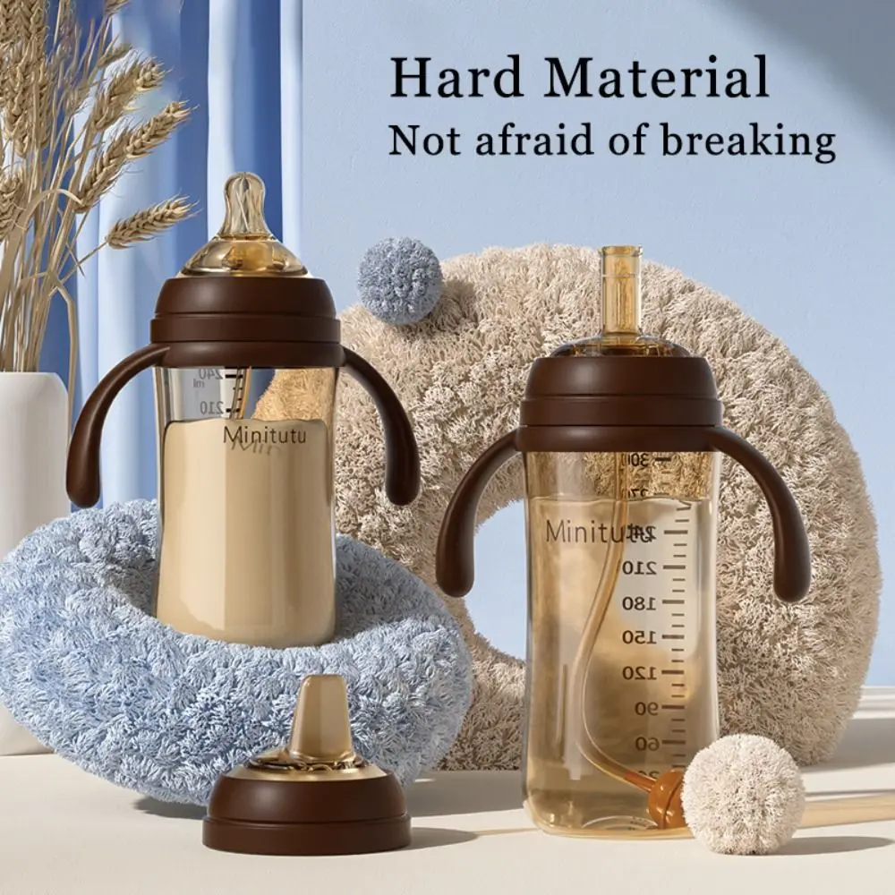 High capacity 240ml/300ml Straw Cup PP Material 5CM Wide Neck Milk Bottle Anti-Colic BPA Free Nursing Bottle Baby Kids