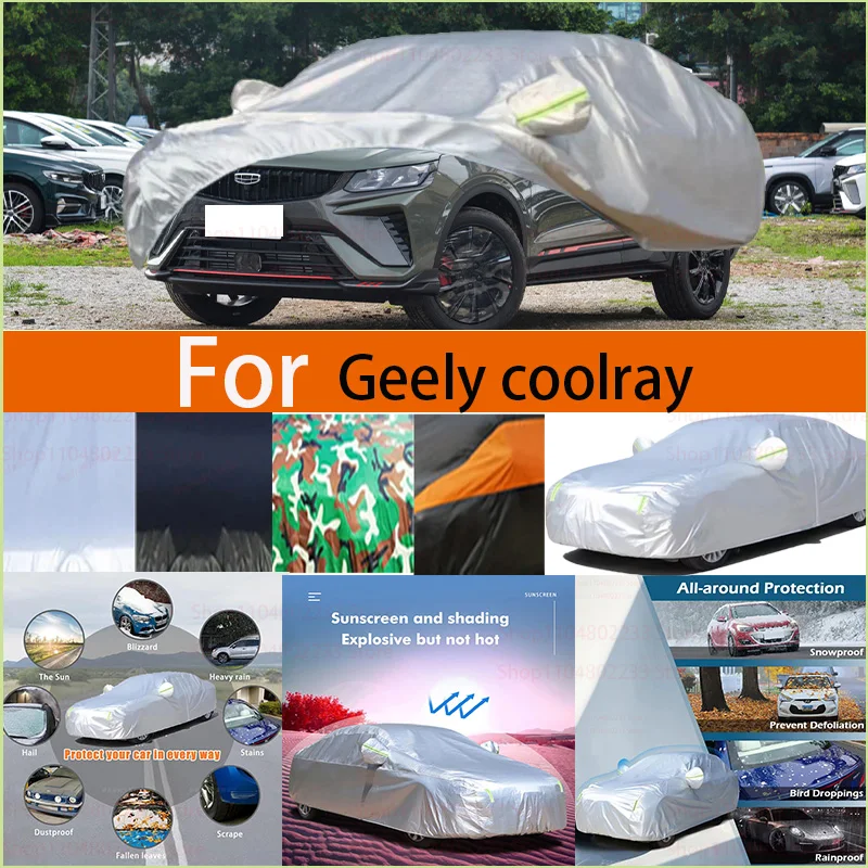 

Black and Silver Universal Car Cover Waterproof Dustproof Outdoor Protection Full Rain Snow UV Protective Car for Geely Coolray