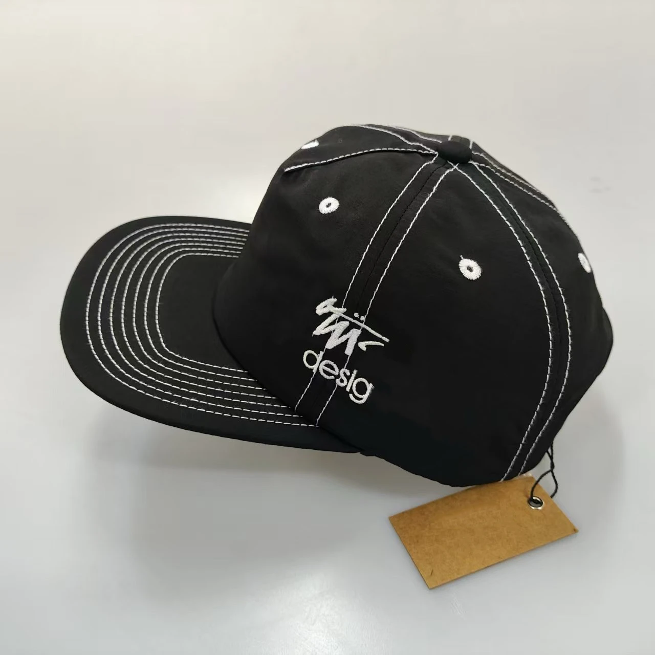 ニュースチュ25ssナイロンディープブリム野球帽ユニセックスメッシュ裏地カジュアルスタイル秋冬フィッシングキャップユニセックスユースバッジパターン