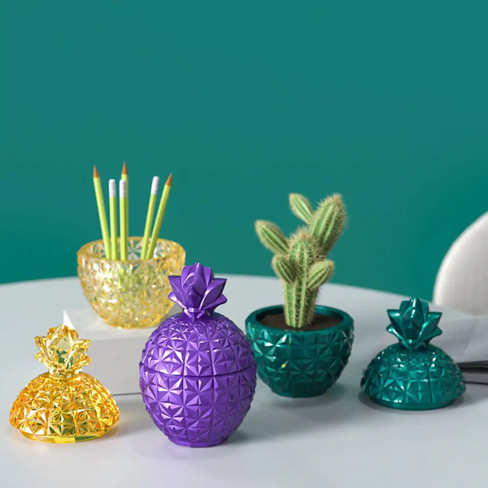 3D Pineapple Shape Jar Silicone Mold DIY Handmade Plaster Resin Candle Pot Jewelry Storage Box Casting Molds Home Decor Ornament