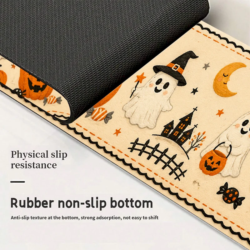 VIKAMA Halloween Pumpkin Ghost Printed Faucet Mat, Kitchen Absorbent Non Slip Mat, Festival Atmosphere Mat, Home Decoration