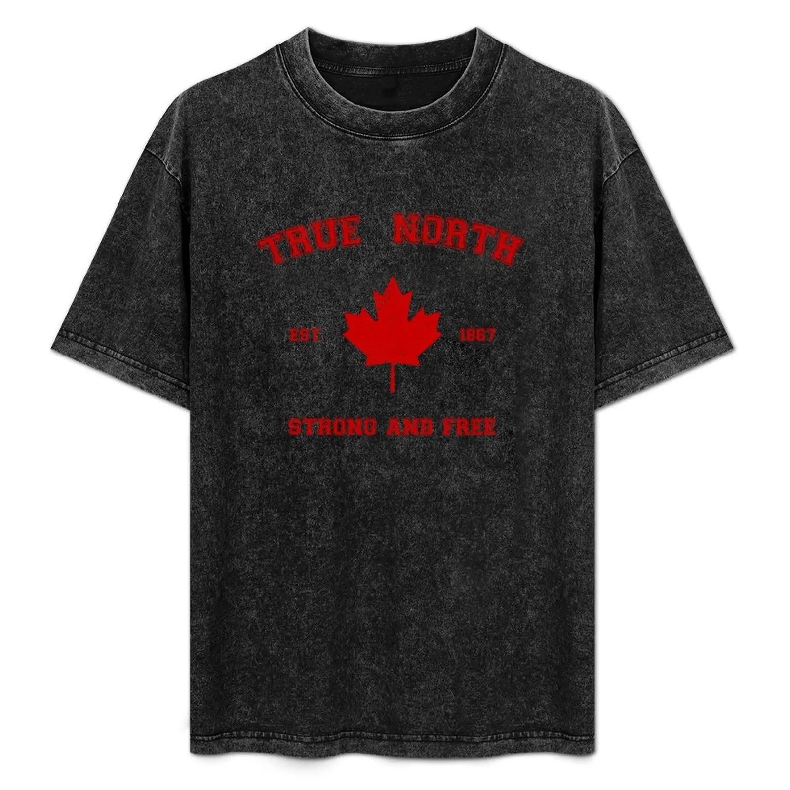 

True North Strong And Free Vintage - Red on White T-Shirt Sun Protective Outdoor Tee Top