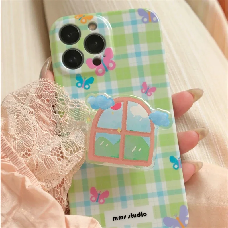 한국 그래피티 레인보우 클라우드 그립톡, 귀여운 3D 스타 거치대, 아이폰 14 프로, 휴대폰 스탠드, 거치대 그립톡 지지대 액세서리