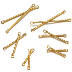 20Pcs Stainless Steel Gold Color Rod Double Hole Bar Connectors DIY Fashion Jewelry Bracelet Necklace Wholesale Earrings Making