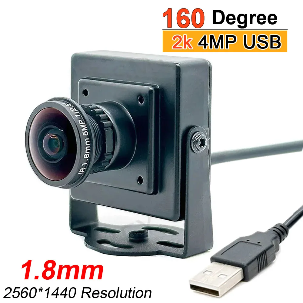 160 Degree Wide Angle 2K HD PC Webcam Mini 4 MegaPixel 30fps High Speed Video Live Streaming Camera UVC Plug Play PC USB Camera