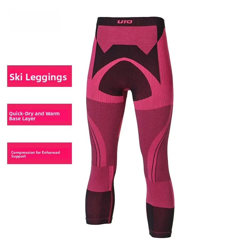 

UTO Warmth Ski Outdoor Crion Underwear Qui Dry Seven-Foot Pants Functional Innerwear Tight Fit Base Layer Pants