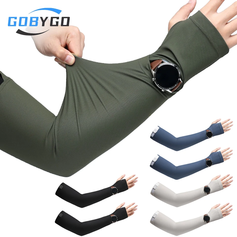 AliExpress gobygo GOBYGO 1Pair UPF50 Cooling Arm Sleeves Outdoor Cycling Driving Sun Shield Moisture-absorbing Breathable UV Protection Fingerless
