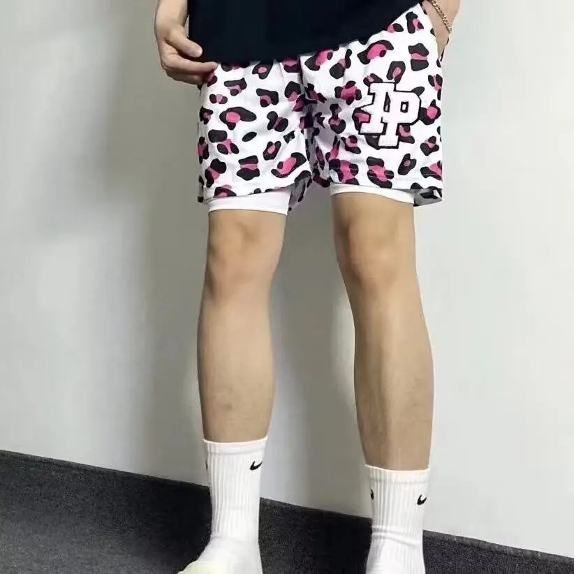 

American sports trend brand street basketball shorts men's loose and casual quarter length shorts running sports fast drying bre