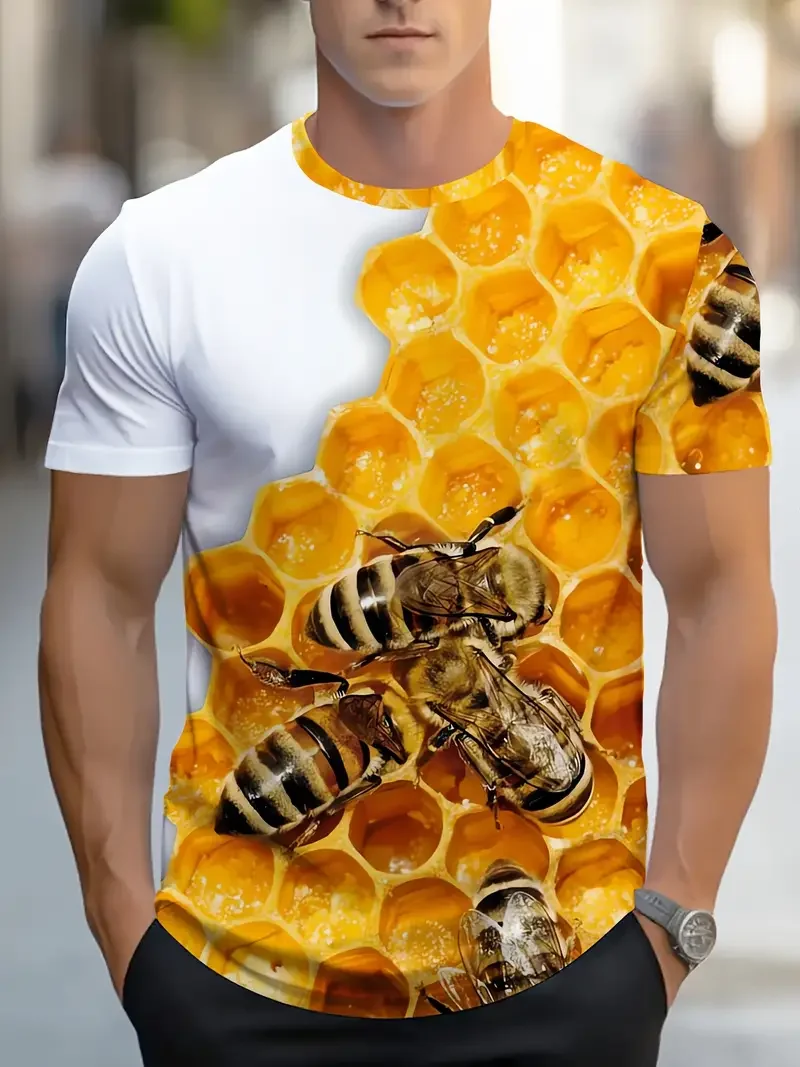 

Fashion 2025 Yaz Erkek tişört Kafatası Arı 3D Бейсгия Kazak Açık Rahat Ekip Boyunembali Kollu tişört Moda Erkek Büyuk Boy Giyim