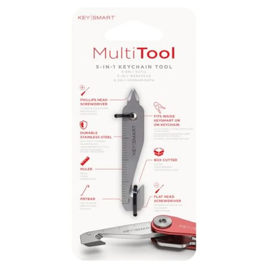 

MultiTool - 5-in-1 Multi-Purpose Keychain Tool with Box Opener, Ruler, Pry Bar, Phillips and Flat Head Screwdriver - EDC Gear M