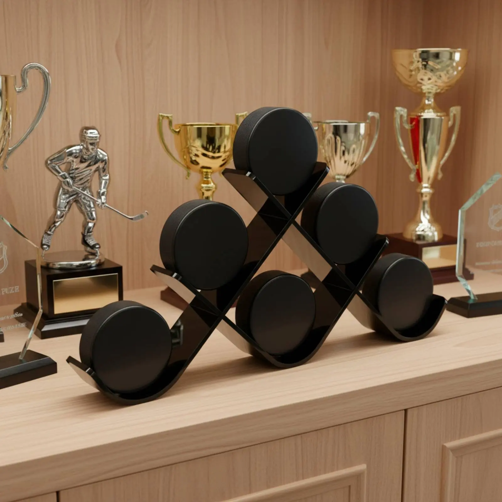 Ice Puck Display Stand High Clearness Acrylic Puck Stand Collection Organizer Stable Easy to Assemble for Office