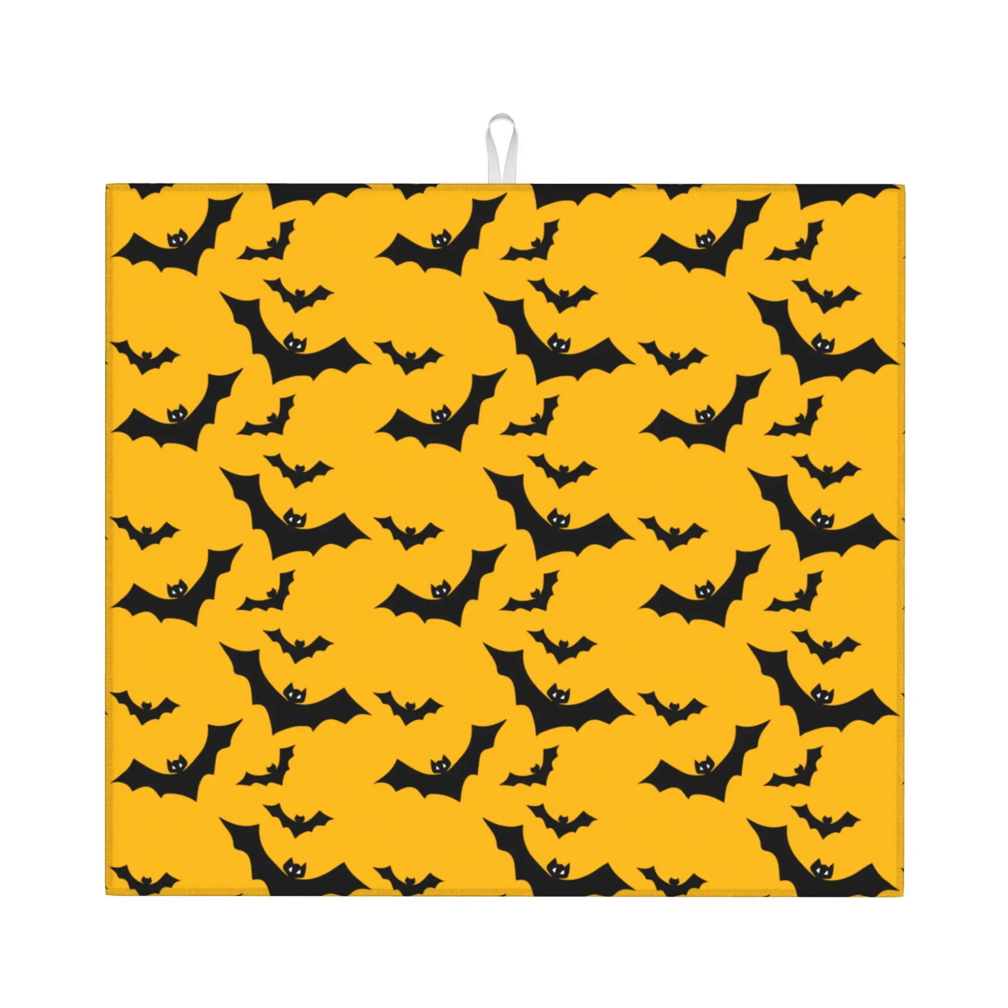 Drying Mat For Kitchen Bats Halloween Goth Occult Witch Barware Tableware Oil Proof Reusable  Washable Kitchen Sink Drying Pad
