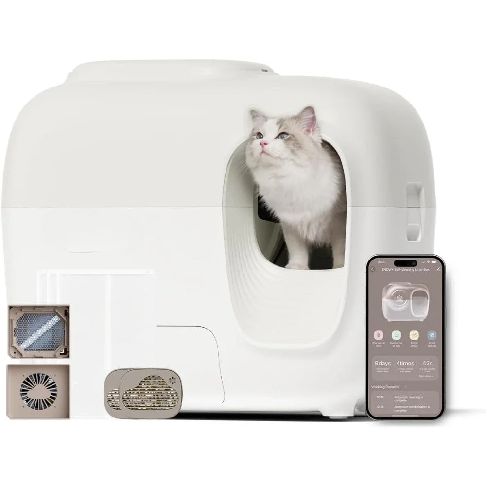 

Cat Bedpans, Automatic Cat Litter Box, Less Smell, Minimal Tracking, Self Cleaning Cats Litter Box