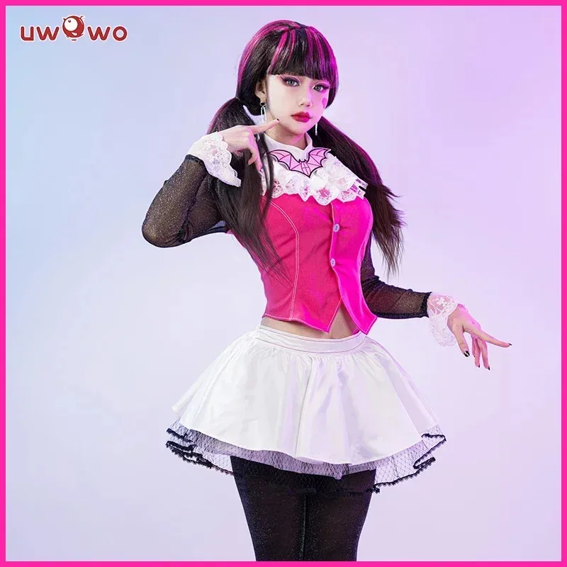 

IN STOCK UWOWO Draculauraa Cosplay Costume TOP SELL Pink Suit Vampiree Anime Female Cosplay Halloween Costume