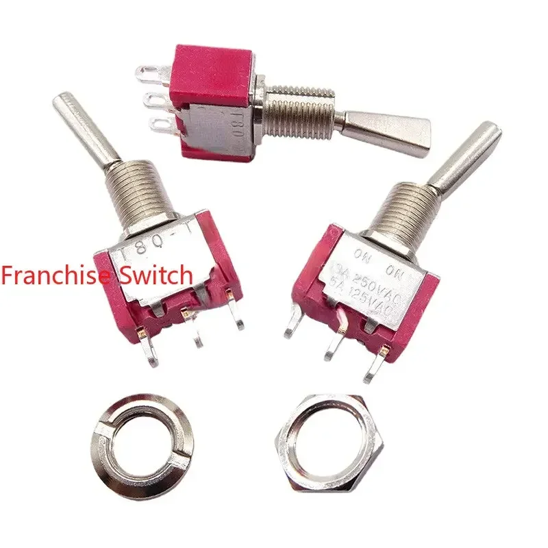 

5 PCS T80-T Flat Handle 3-pin 2-speed Button Switch T8013-UHBQ Rocker Arm Pull Aircraft Model