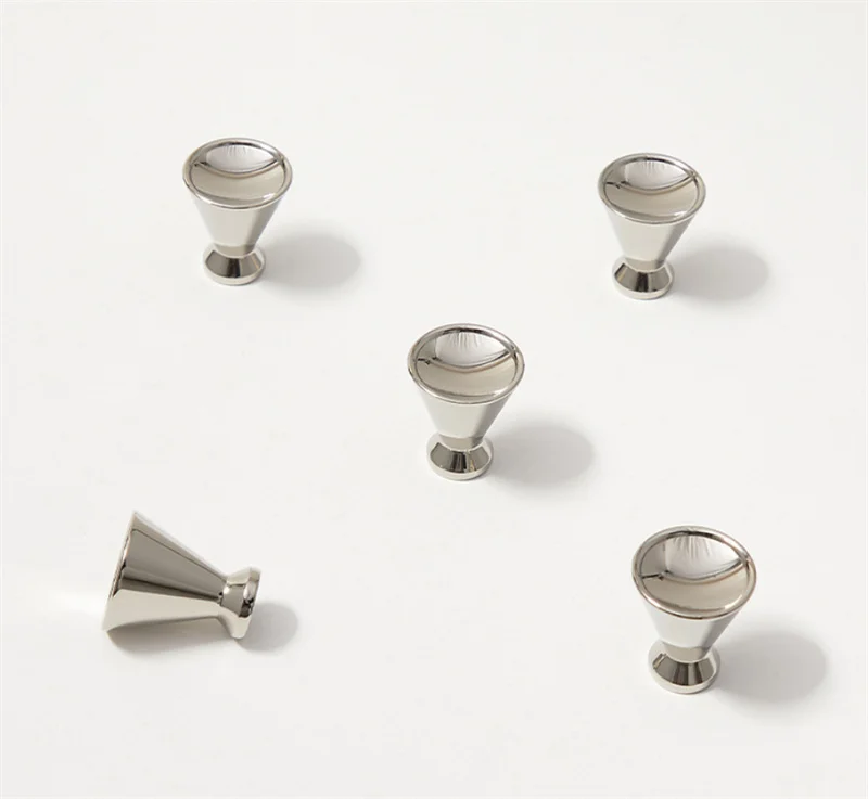French Simple Design Furniture Handle Bright Silver Cabinet Handles Door Drawer Knobs Single Hole Cupbaord Wardrobe Closet Pulls