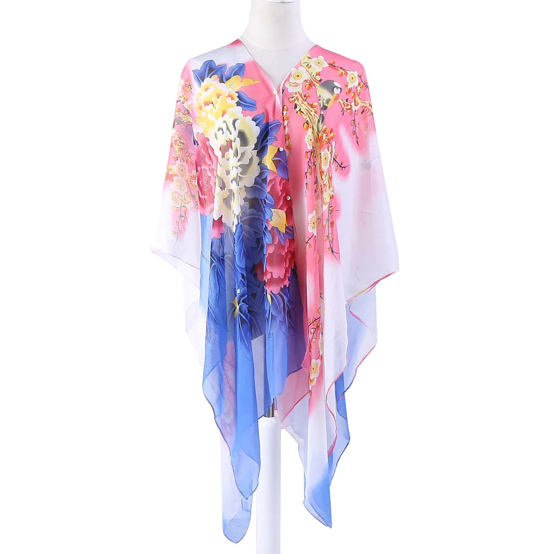 2022 New Sunscreen Shawl Women Scarf Dual-purpose Imitation Silk Summer Lady Driving Trend  Thin Cloak Poncho Capes Khaki