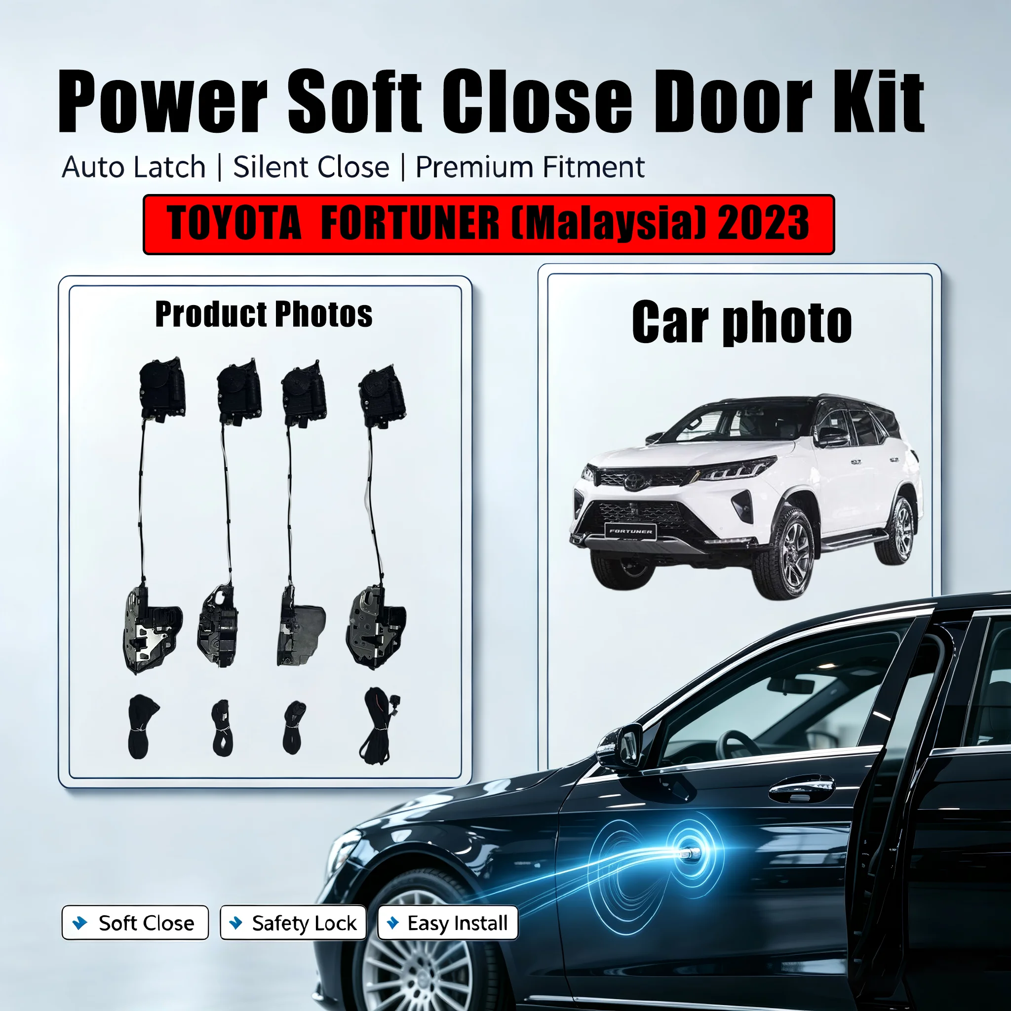 Xcar for TOYOTA  FORTUNER (Malaysia) 2023 Car OEM Automatic Soft Close Door Electric Suction Kit Auto Power Closing