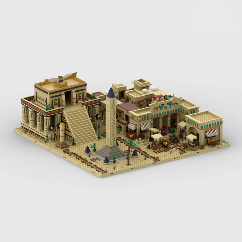 Blocs Street View Moc, briques de construction modulaires, modèle Diorama de l'egypte ancienne, technologie, jouet de temple de construction, bricolage, cadeaux d'assemblage